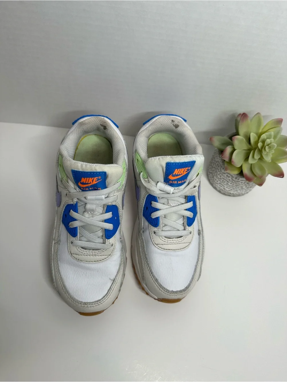 Nike Kids Air Max Sneakers - White with Blue, Green & Orange Accents